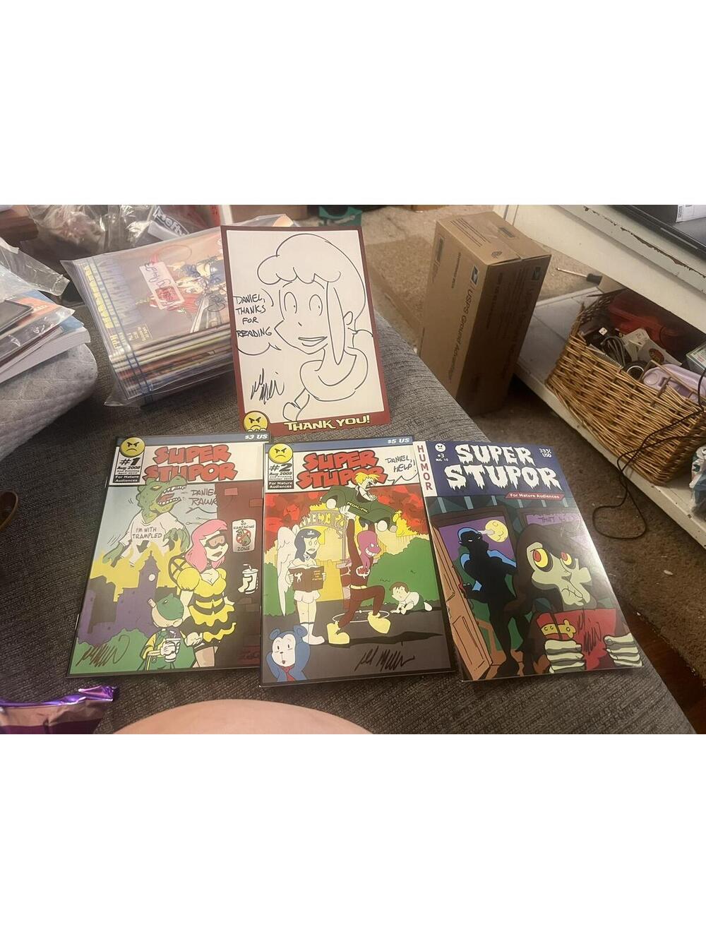 Super Stupor Comic Book Set with Signed Artwork and Sketch